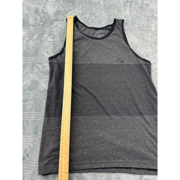 Quiksilver Men's Tijuana Stripe Soft Grey Heathed Tank Top Premium Cotton Small - Picture 9 of 10